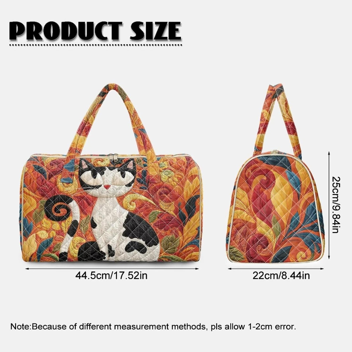 Cactus Quilted Gym Bag For Women, Quilt Large Tote Bag Holds Travel Essentials Clothes Makeup, Padded Top Handles, Lightweight Open Top with Inner Pockets to Store Cosmetics & Small Essentials