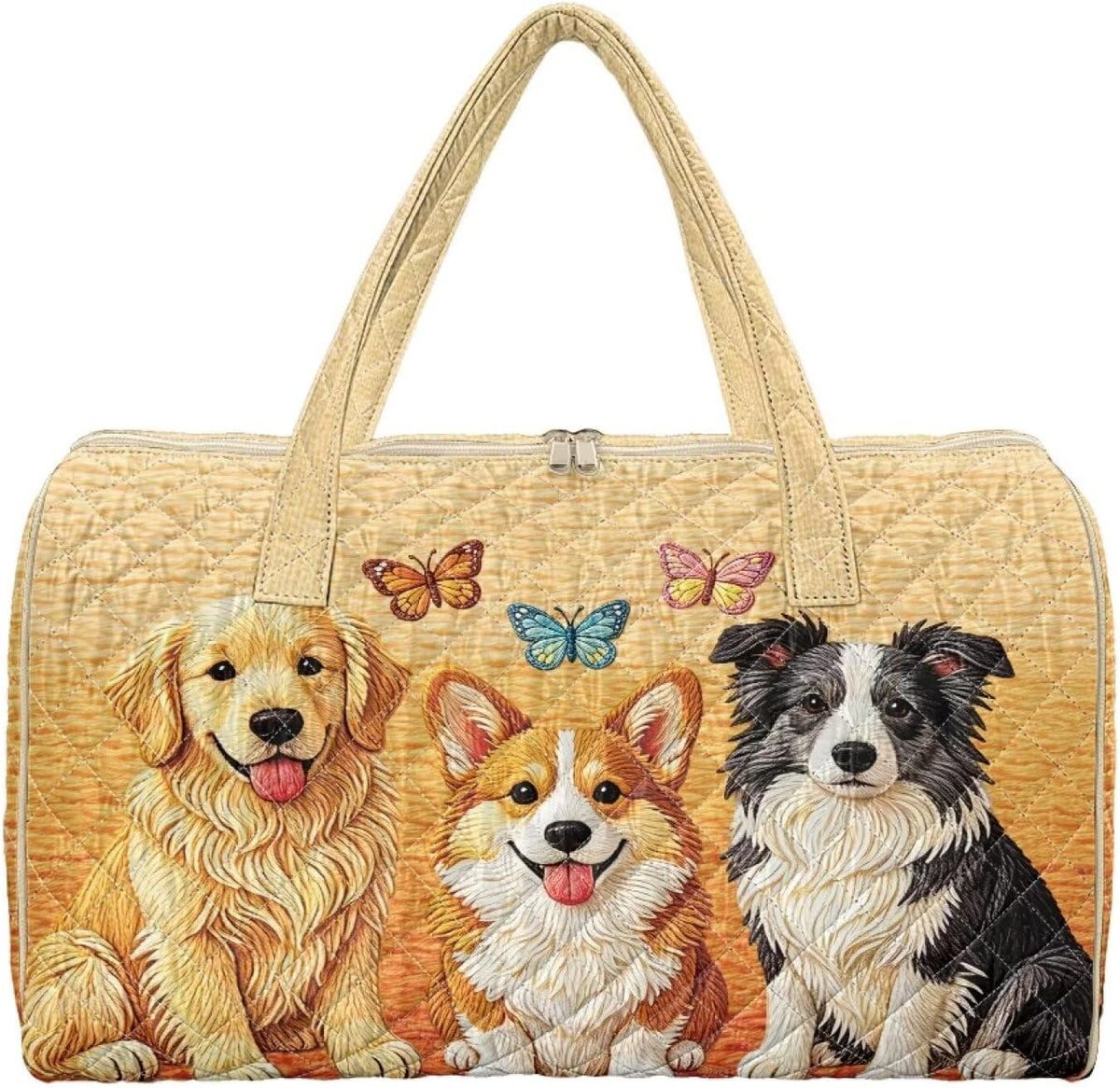 Cactus Quilted Gym Bag For Women, Quilt Large Tote Bag Holds Travel Essentials Clothes Makeup, Padded Top Handles, Lightweight Open Top with Inner Pockets to Store Cosmetics & Small Essentials