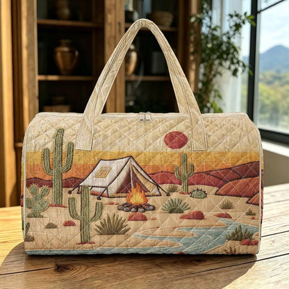 Cactus Quilted Gym Bag For Women, Quilt Large Tote Bag Holds Travel Essentials Clothes Makeup, Padded Top Handles, Lightweight Open Top with Inner Pockets to Store Cosmetics & Small Essentials