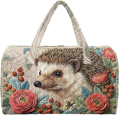 Cactus Quilted Gym Bag For Women, Quilt Large Tote Bag Holds Travel Essentials Clothes Makeup, Padded Top Handles, Lightweight Open Top with Inner Pockets to Store Cosmetics & Small Essentials