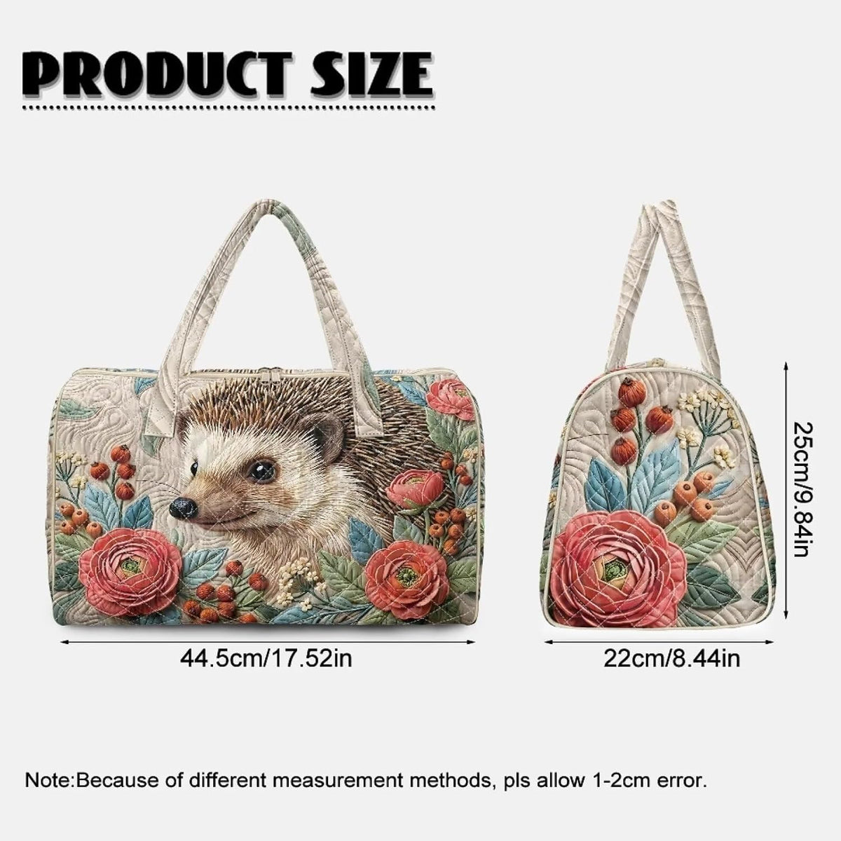 Cactus Quilted Gym Bag For Women, Quilt Large Tote Bag Holds Travel Essentials Clothes Makeup, Padded Top Handles, Lightweight Open Top with Inner Pockets to Store Cosmetics & Small Essentials