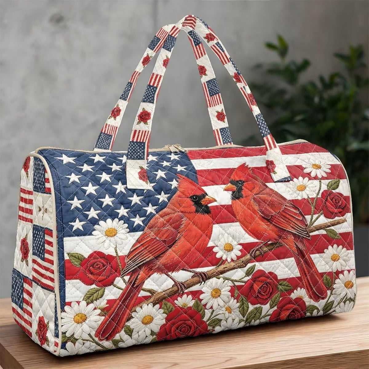 Cactus Quilted Gym Bag For Women, Quilt Large Tote Bag Holds Travel Essentials Clothes Makeup, Padded Top Handles, Lightweight Open Top with Inner Pockets to Store Cosmetics & Small Essentials