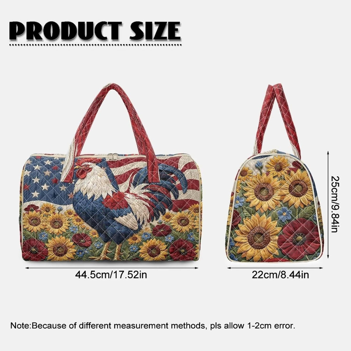 Cactus Quilted Gym Bag For Women, Quilt Large Tote Bag Holds Travel Essentials Clothes Makeup, Padded Top Handles, Lightweight Open Top with Inner Pockets to Store Cosmetics & Small Essentials