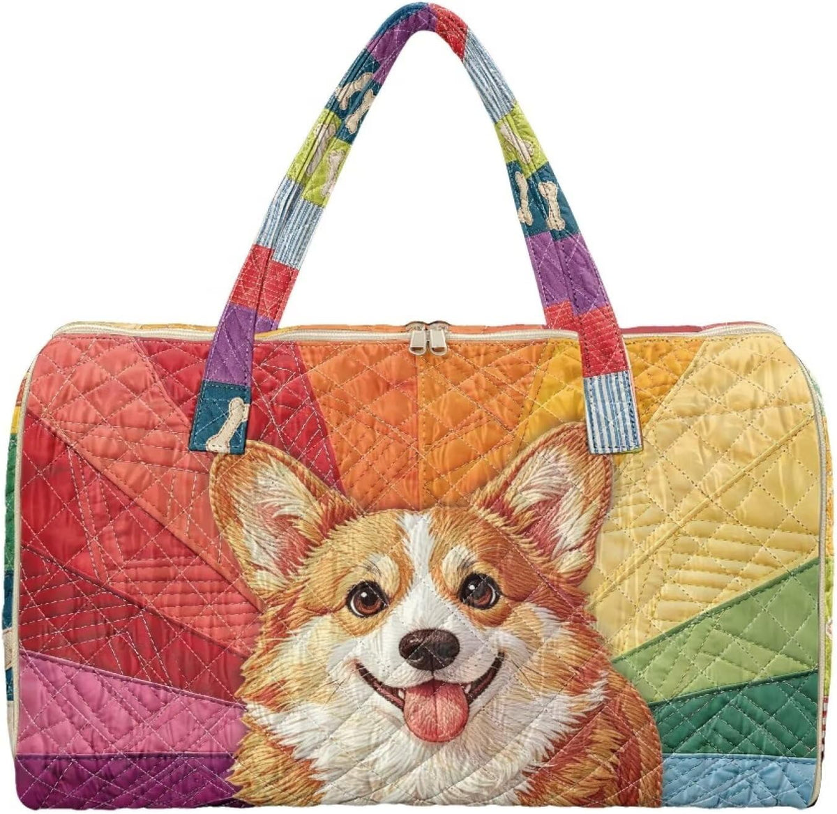 Cactus Quilted Gym Bag For Women, Quilt Large Tote Bag Holds Travel Essentials Clothes Makeup, Padded Top Handles, Lightweight Open Top with Inner Pockets to Store Cosmetics & Small Essentials