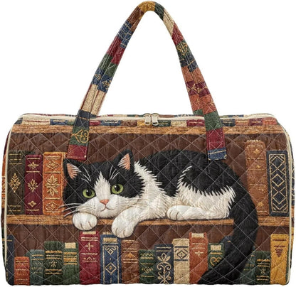 Cactus Quilted Gym Bag For Women, Quilt Large Tote Bag Holds Travel Essentials Clothes Makeup, Padded Top Handles, Lightweight Open Top with Inner Pockets to Store Cosmetics & Small Essentials