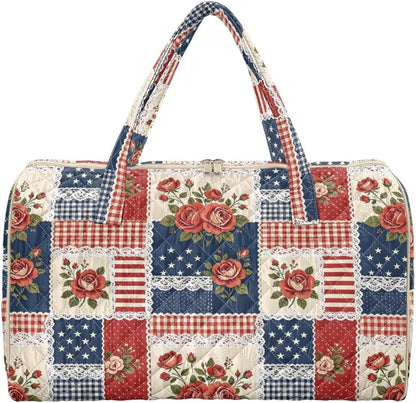 Cactus Quilted Gym Bag For Women, Quilt Large Tote Bag Holds Travel Essentials Clothes Makeup, Padded Top Handles, Lightweight Open Top with Inner Pockets to Store Cosmetics & Small Essentials