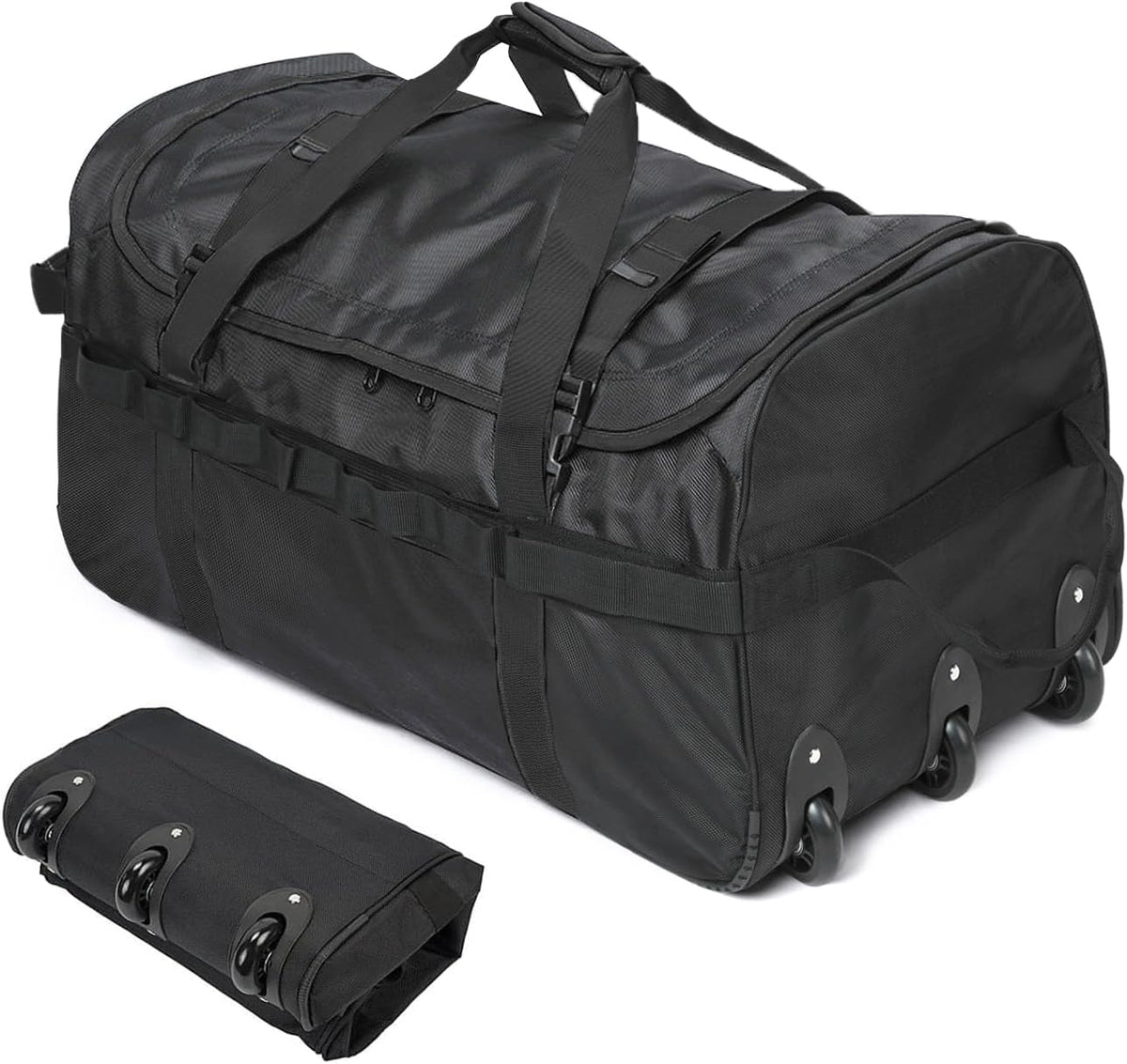 Foldable Duffel Bag with 3 Wheels.85L Rolling Duffle Bag Luggage Suitcase Outdoor Sports Carry On Garment Bags for Travel Camp (Grey)