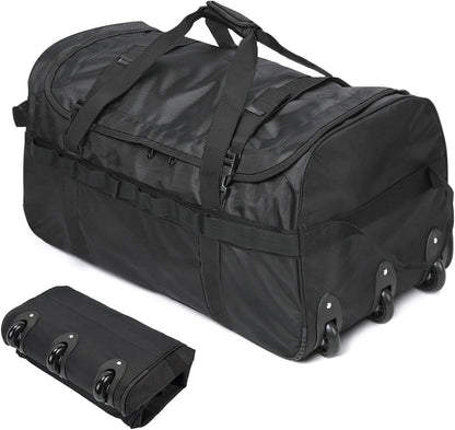Foldable Duffel Bag with 3 Wheels.85L Rolling Duffle Bag Luggage Suitcase Outdoor Sports Carry On Garment Bags for Travel Camp (Grey)