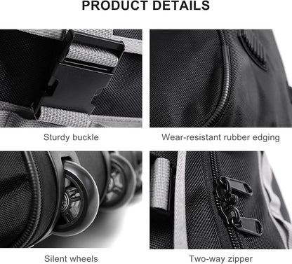 Foldable Duffel Bag with 3 Wheels.85L Rolling Duffle Bag Luggage Suitcase Outdoor Sports Carry On Garment Bags for Travel Camp (Grey)
