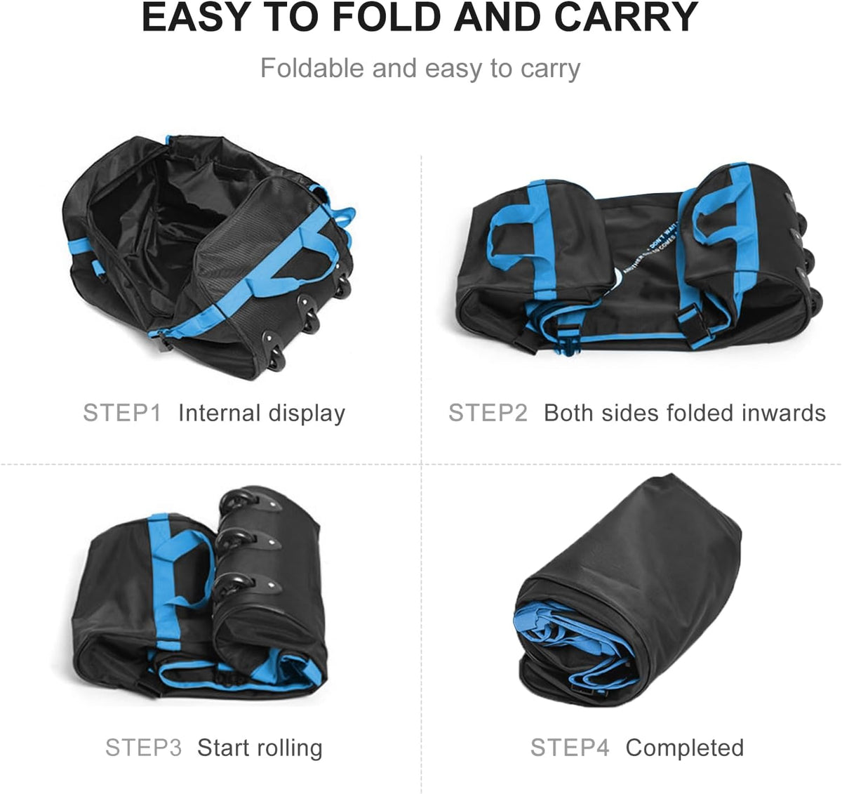 Foldable Duffel Bag with 3 Wheels.85L Rolling Duffle Bag Luggage Suitcase Outdoor Sports Carry On Garment Bags for Travel Camp (Grey)