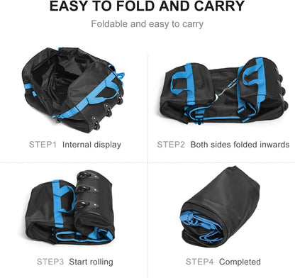 Foldable Duffel Bag with 3 Wheels.85L Rolling Duffle Bag Luggage Suitcase Outdoor Sports Carry On Garment Bags for Travel Camp (Grey)