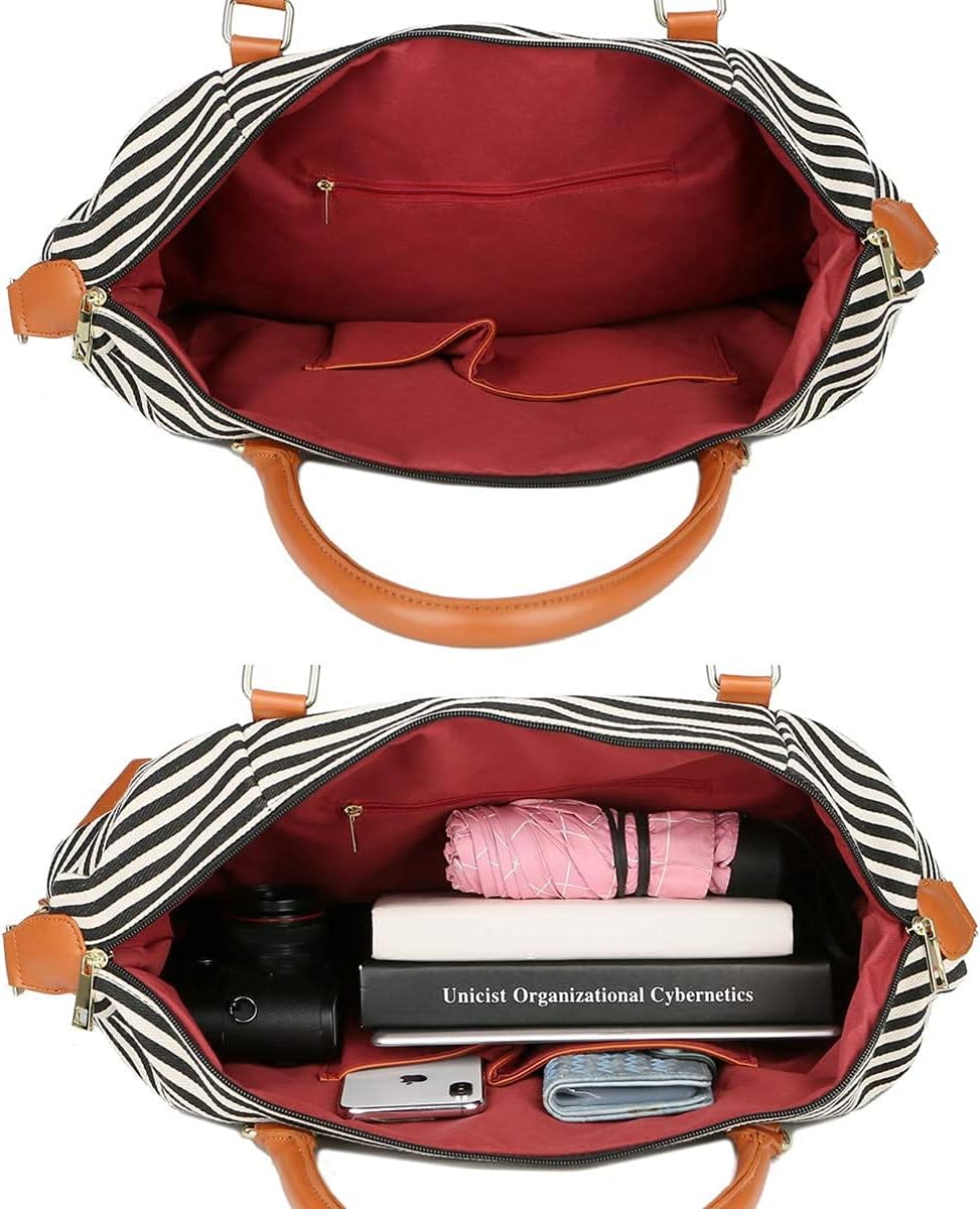HB-28 Ladies Women Canvas Travel Weekender Bag Overnight Carry-on Duffel Tote Bag