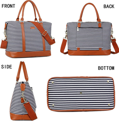 HB-28 Ladies Women Canvas Travel Weekender Bag Overnight Carry-on Duffel Tote Bag