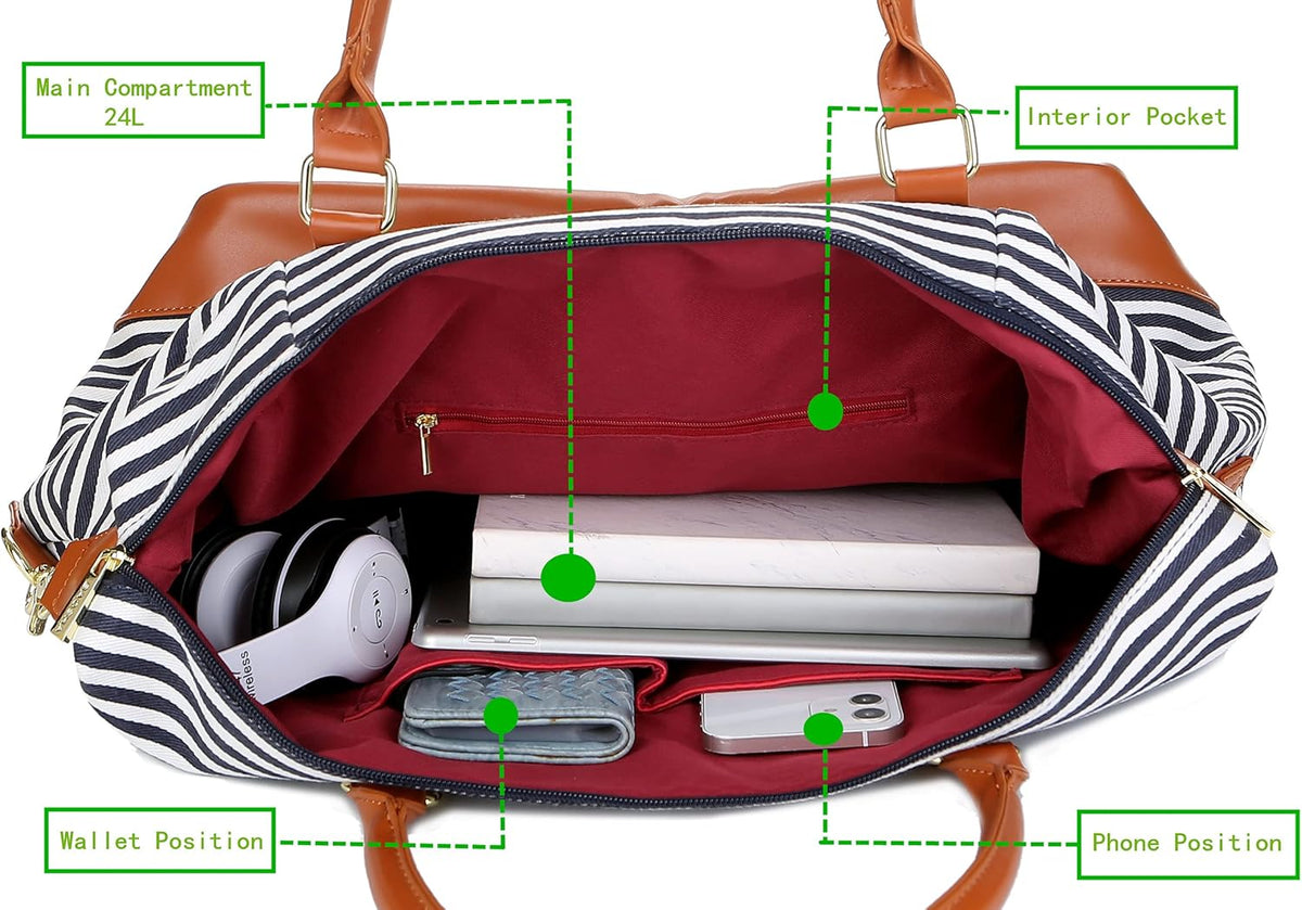 HB-28 Ladies Women Canvas Travel Weekender Bag Overnight Carry-on Duffel Tote Bag