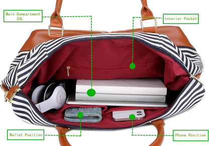 HB-28 Ladies Women Canvas Travel Weekender Bag Overnight Carry-on Duffel Tote Bag