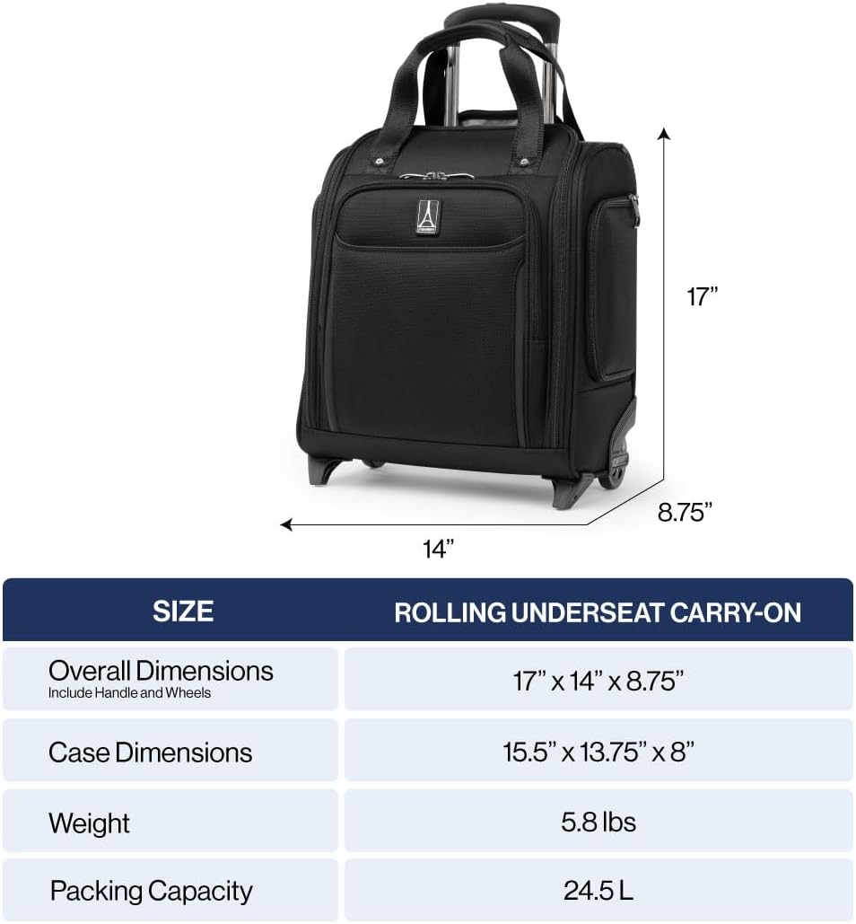 Crew Classic Lightweight Softside Luggage, Rolling Underseat Carry on Bag, 14" Laptop or Tablet Sleeve, Men and Women, 17-Inch, Patriot Blue