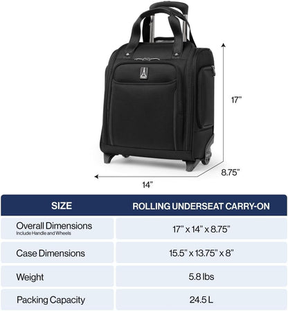 Crew Classic Lightweight Softside Luggage, Rolling Underseat Carry on Bag, 14" Laptop or Tablet Sleeve, Men and Women, 17-Inch, Patriot Blue