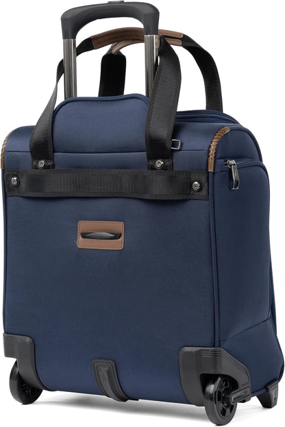 Crew Classic Lightweight Softside Luggage, Rolling Underseat Carry on Bag, 14" Laptop or Tablet Sleeve, Men and Women, 17-Inch, Patriot Blue