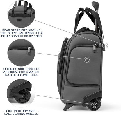 Crew Classic Lightweight Softside Luggage, Rolling Underseat Carry on Bag, 14" Laptop or Tablet Sleeve, Men and Women, 17-Inch, Patriot Blue