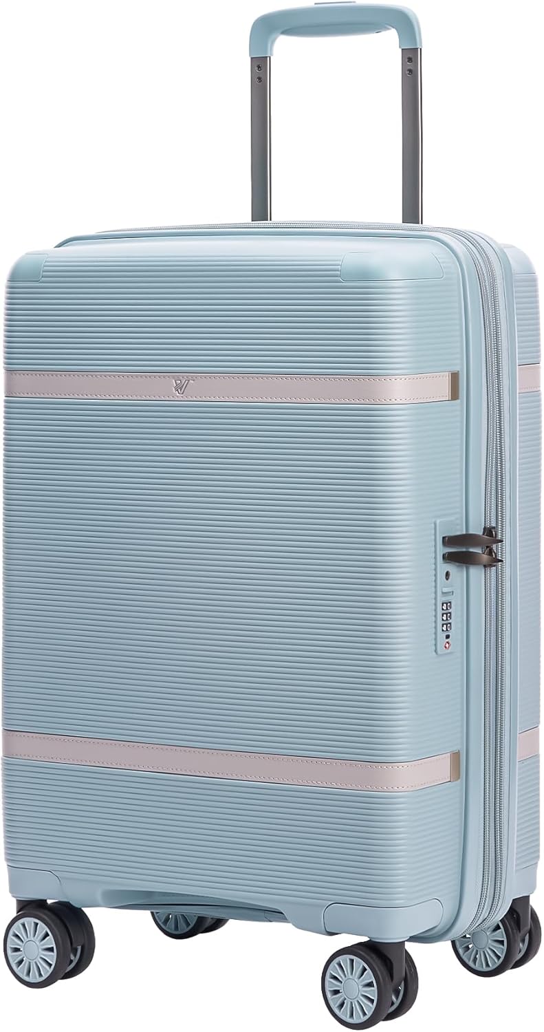 Florence Hardside Carry-On Luggage with Spinner Wheels, Lightweight Expandable Suitcase with TSA Lock, Artist-Inspired Stylish Travel Luggage for Women, 20-Inch, Aqua Mist