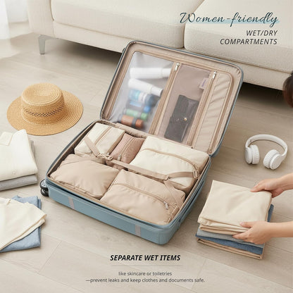 Florence Hardside Carry-On Luggage with Spinner Wheels, Lightweight Expandable Suitcase with TSA Lock, Artist-Inspired Stylish Travel Luggage for Women, 20-Inch, Aqua Mist
