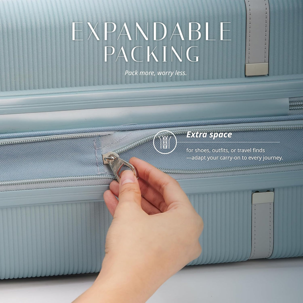 Florence Hardside Carry-On Luggage with Spinner Wheels, Lightweight Expandable Suitcase with TSA Lock, Artist-Inspired Stylish Travel Luggage for Women, 20-Inch, Aqua Mist