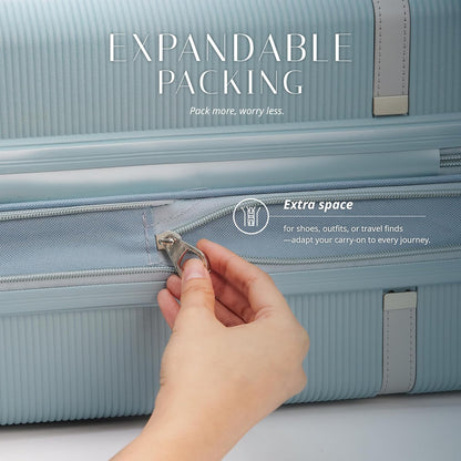Florence Hardside Carry-On Luggage with Spinner Wheels, Lightweight Expandable Suitcase with TSA Lock, Artist-Inspired Stylish Travel Luggage for Women, 20-Inch, Aqua Mist
