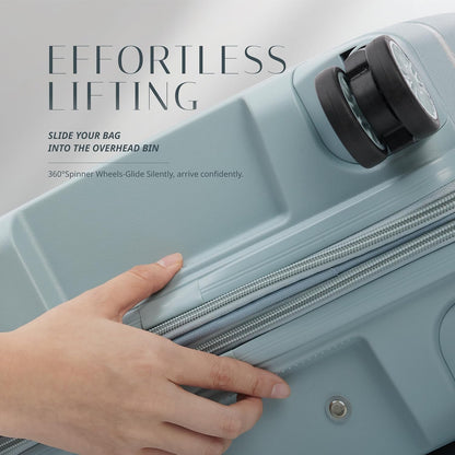 Florence Hardside Carry-On Luggage with Spinner Wheels, Lightweight Expandable Suitcase with TSA Lock, Artist-Inspired Stylish Travel Luggage for Women, 20-Inch, Aqua Mist