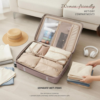 Florence Hardside Carry-On Luggage with Spinner Wheels, Lightweight Expandable Suitcase with TSA Lock, Artist-Inspired Stylish Travel Luggage for Women, 20-Inch, Aqua Mist