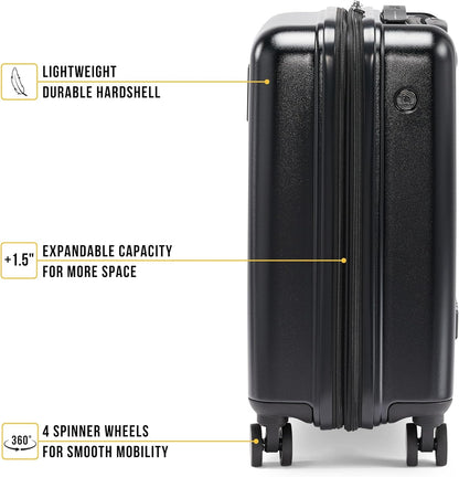 Amazon Exclusive On the Go 21" Hardshell Lightweight Expandable Carry-On Luggage with Spinner Wheels,Burgundy