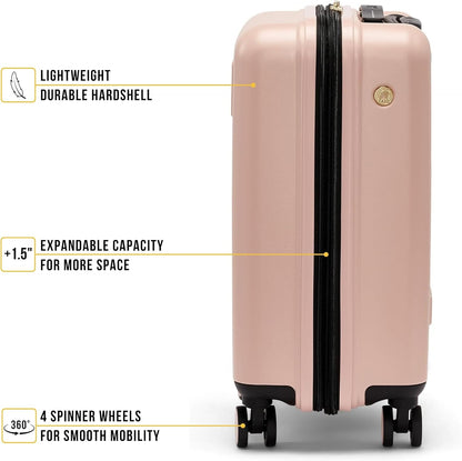 Amazon Exclusive On the Go 21" Hardshell Lightweight Expandable Carry-On Luggage with Spinner Wheels,Burgundy