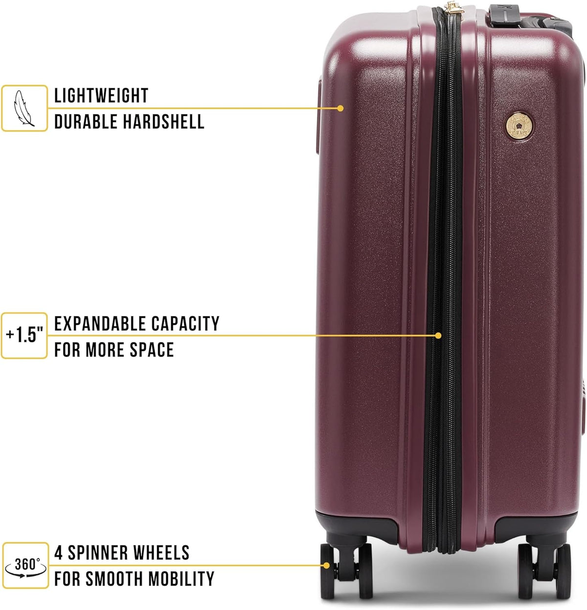 Amazon Exclusive On the Go 21" Hardshell Lightweight Expandable Carry-On Luggage with Spinner Wheels,Burgundy