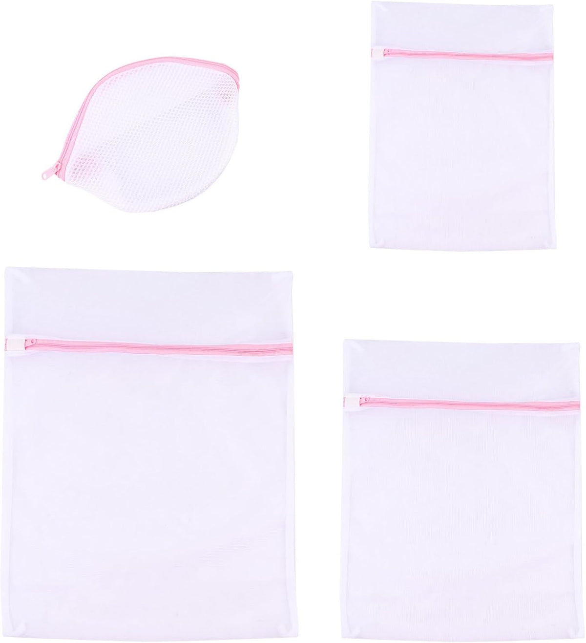 Kichvoe 4pcs Fine Mesh Laundry Bag Set with Bra Wash Pouch, Travel Storage Mesh Bags for Underwear and Delicates, Sizes 30cm 40cm 50cm – Protective Laundry Organizers for Washing Machine