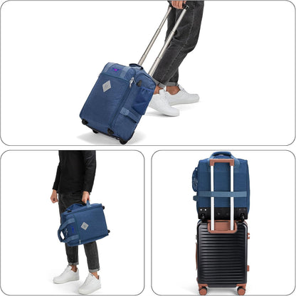 For JetBlue Airlines 17x13x8 Inches Rolling Personal Item Underseat Rolling Travel Bag - Suitable for Major Airlines including Spirit, Jetblue and Frontier- Duffel Bag Design