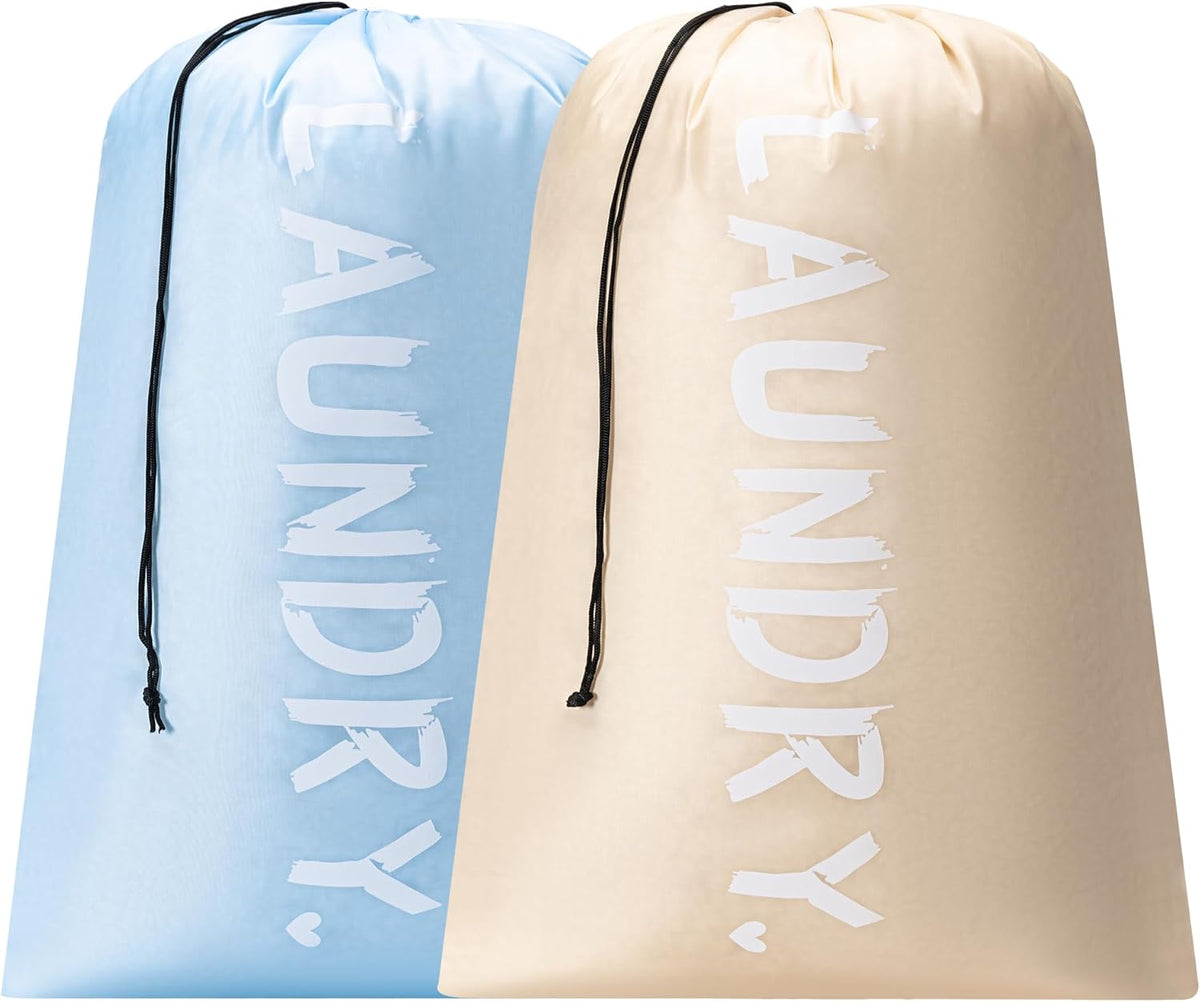 XL Travel Laundry Bag, Machine Washable Dirty Clothes Organizer with Drawstring,Large Enough to Hold 4 Loads of Laundry, Easy Fit a Laundry Hamper or Basket Travel Essentials 24" x 36"