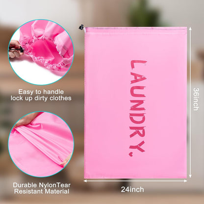 XL Travel Laundry Bag, Machine Washable Dirty Clothes Organizer with Drawstring,Large Enough to Hold 4 Loads of Laundry, Easy Fit a Laundry Hamper or Basket Travel Essentials 24" x 36"