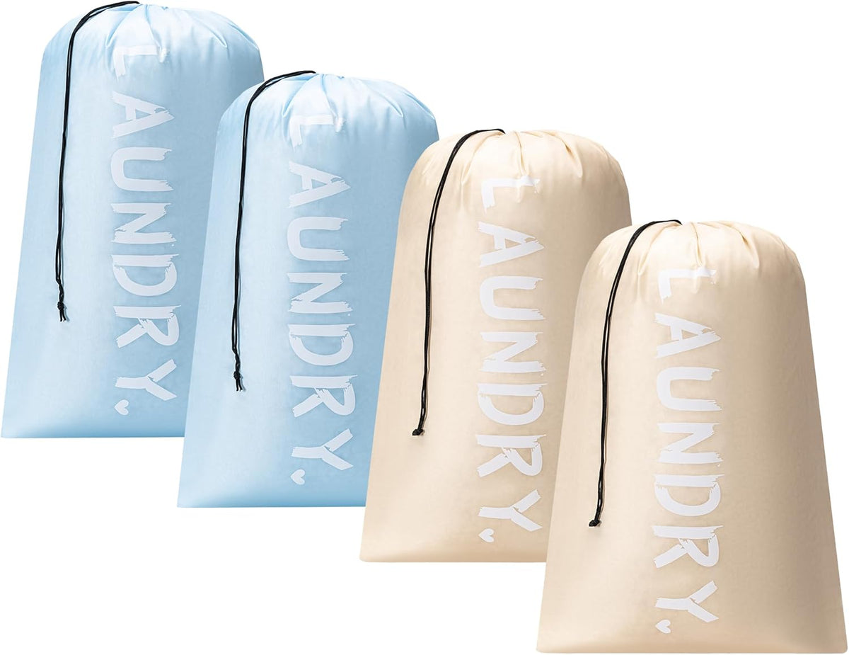 XL Travel Laundry Bag, Machine Washable Dirty Clothes Organizer with Drawstring,Large Enough to Hold 4 Loads of Laundry, Easy Fit a Laundry Hamper or Basket Travel Essentials 24" x 36"
