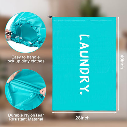 XL Travel Laundry Bag, Machine Washable Dirty Clothes Organizer with Drawstring,Large Enough to Hold 4 Loads of Laundry, Easy Fit a Laundry Hamper or Basket Travel Essentials 24" x 36"
