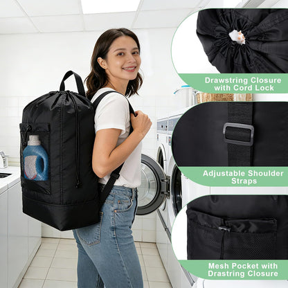 XL Travel Laundry Bag, Machine Washable Dirty Clothes Organizer with Drawstring,Large Enough to Hold 4 Loads of Laundry, Easy Fit a Laundry Hamper or Basket Travel Essentials 24" x 36"