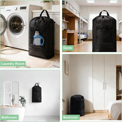 XL Travel Laundry Bag, Machine Washable Dirty Clothes Organizer with Drawstring,Large Enough to Hold 4 Loads of Laundry, Easy Fit a Laundry Hamper or Basket Travel Essentials 24" x 36"