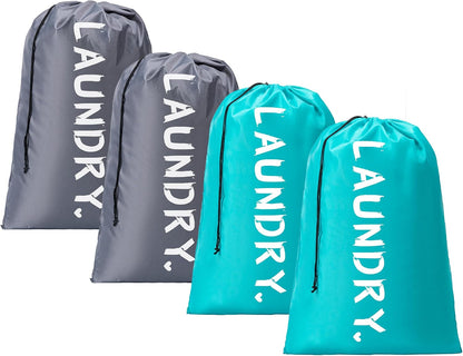 XL Travel Laundry Bag, Machine Washable Dirty Clothes Organizer with Drawstring,Large Enough to Hold 4 Loads of Laundry, Easy Fit a Laundry Hamper or Basket Travel Essentials 24" x 36"