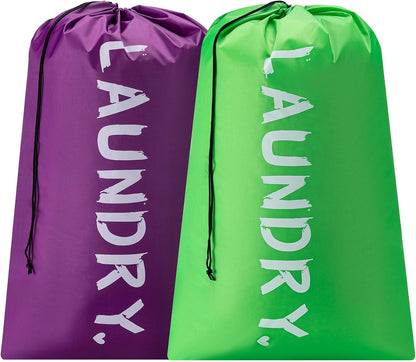 XL Travel Laundry Bag, Machine Washable Dirty Clothes Organizer with Drawstring,Large Enough to Hold 4 Loads of Laundry, Easy Fit a Laundry Hamper or Basket Travel Essentials 24" x 36"