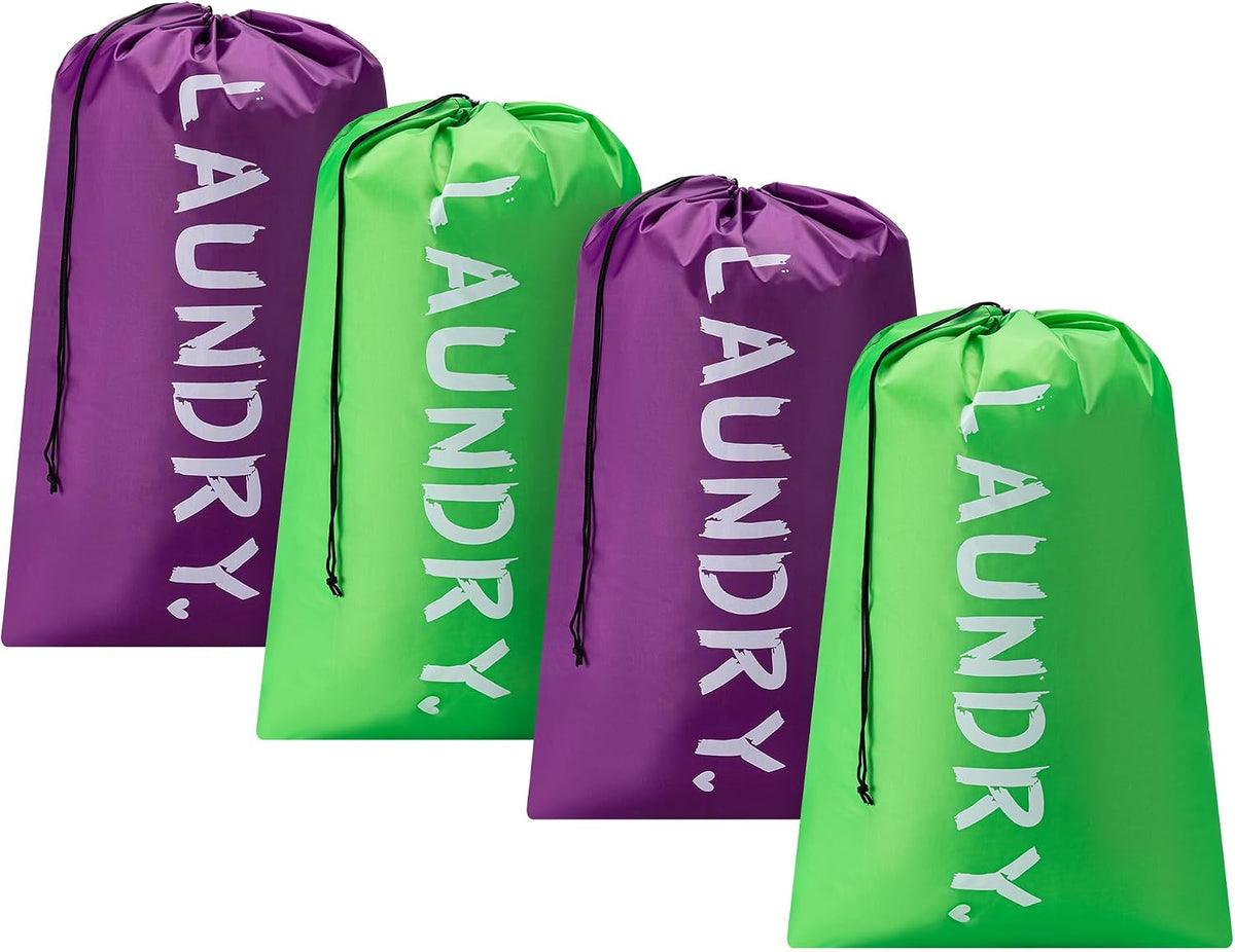 XL Travel Laundry Bag, Machine Washable Dirty Clothes Organizer with Drawstring,Large Enough to Hold 4 Loads of Laundry, Easy Fit a Laundry Hamper or Basket Travel Essentials 24" x 36"