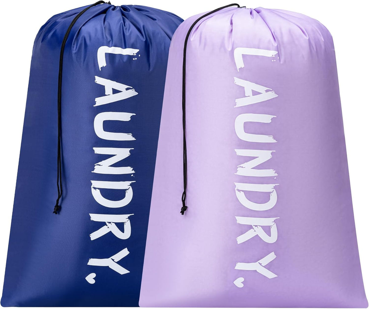 XL Travel Laundry Bag, Machine Washable Dirty Clothes Organizer with Drawstring,Large Enough to Hold 4 Loads of Laundry, Easy Fit a Laundry Hamper or Basket Travel Essentials 24" x 36"