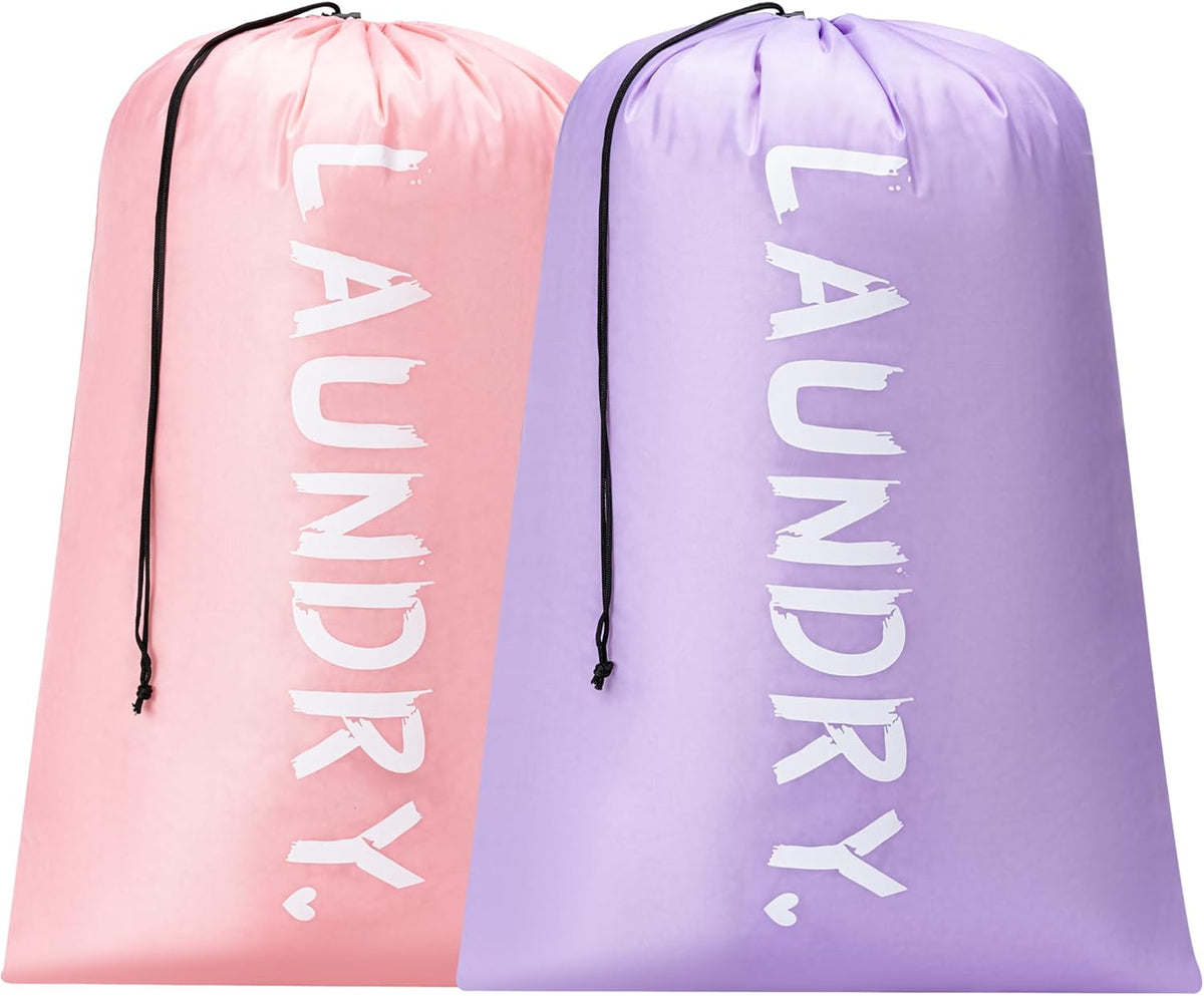 XL Travel Laundry Bag, Machine Washable Dirty Clothes Organizer with Drawstring,Large Enough to Hold 4 Loads of Laundry, Easy Fit a Laundry Hamper or Basket Travel Essentials 24" x 36"