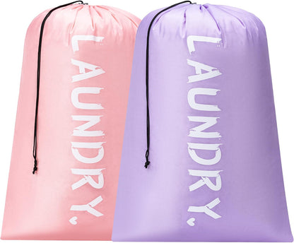 XL Travel Laundry Bag, Machine Washable Dirty Clothes Organizer with Drawstring,Large Enough to Hold 4 Loads of Laundry, Easy Fit a Laundry Hamper or Basket Travel Essentials 24" x 36"