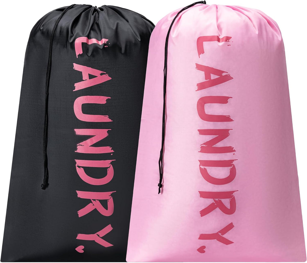 XL Travel Laundry Bag, Machine Washable Dirty Clothes Organizer with Drawstring,Large Enough to Hold 4 Loads of Laundry, Easy Fit a Laundry Hamper or Basket Travel Essentials 24" x 36"