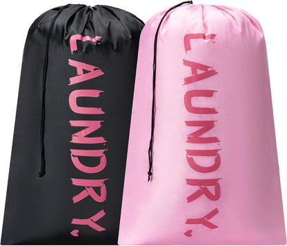 XL Travel Laundry Bag, Machine Washable Dirty Clothes Organizer with Drawstring,Large Enough to Hold 4 Loads of Laundry, Easy Fit a Laundry Hamper or Basket Travel Essentials 24" x 36"