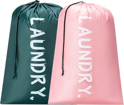 XL Travel Laundry Bag, Machine Washable Dirty Clothes Organizer with Drawstring,Large Enough to Hold 4 Loads of Laundry, Easy Fit a Laundry Hamper or Basket Travel Essentials 24" x 36"