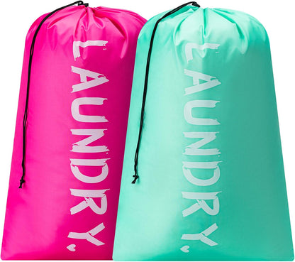 XL Travel Laundry Bag, Machine Washable Dirty Clothes Organizer with Drawstring,Large Enough to Hold 4 Loads of Laundry, Easy Fit a Laundry Hamper or Basket Travel Essentials 24" x 36"